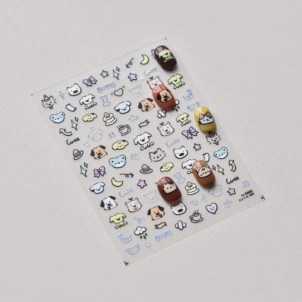 Flat Nail Sticker Cute Cartoon Self Adhesive