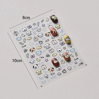 Flat Nail Sticker Cute Cartoon Self Adhesive