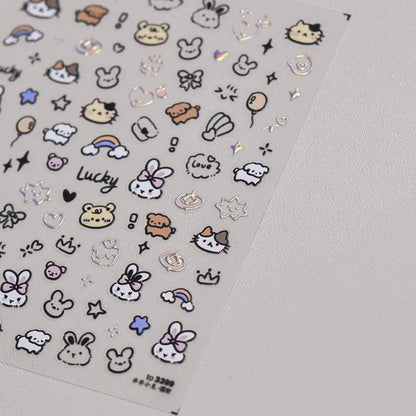 Flat Nail Sticker Cute Cartoon Self Adhesive