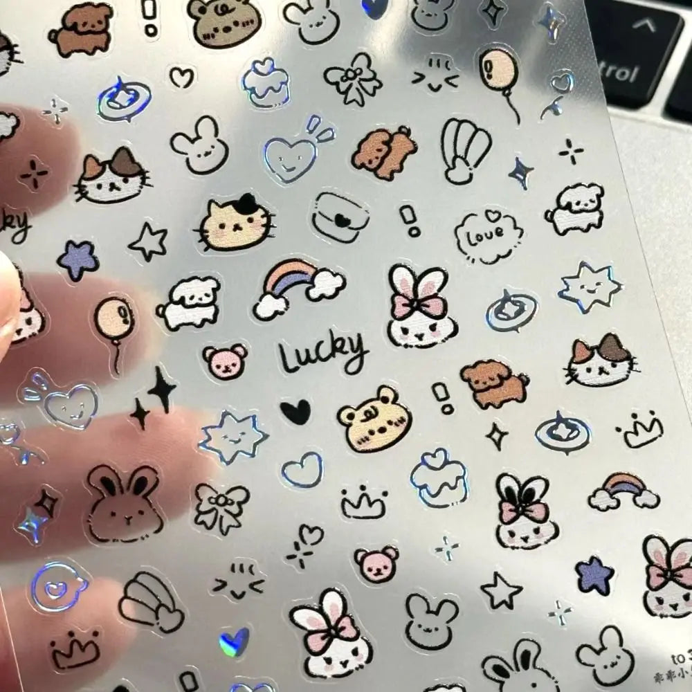 Flat Nail Sticker Cute Cartoon Self Adhesive