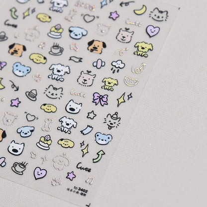 Flat Nail Sticker Cute Cartoon Self Adhesive